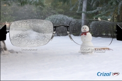 Crizal no glare lens to repel snow