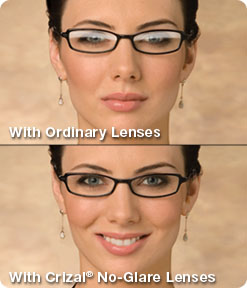 Crizal no-glare lenses reduce reflection, glare, smudges and scratches